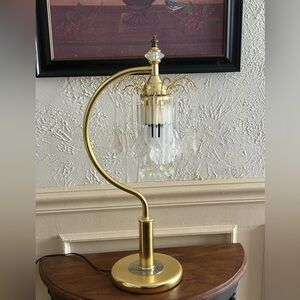 Gold crystal art deco crystal lamp light 3 touch MCM perfect
